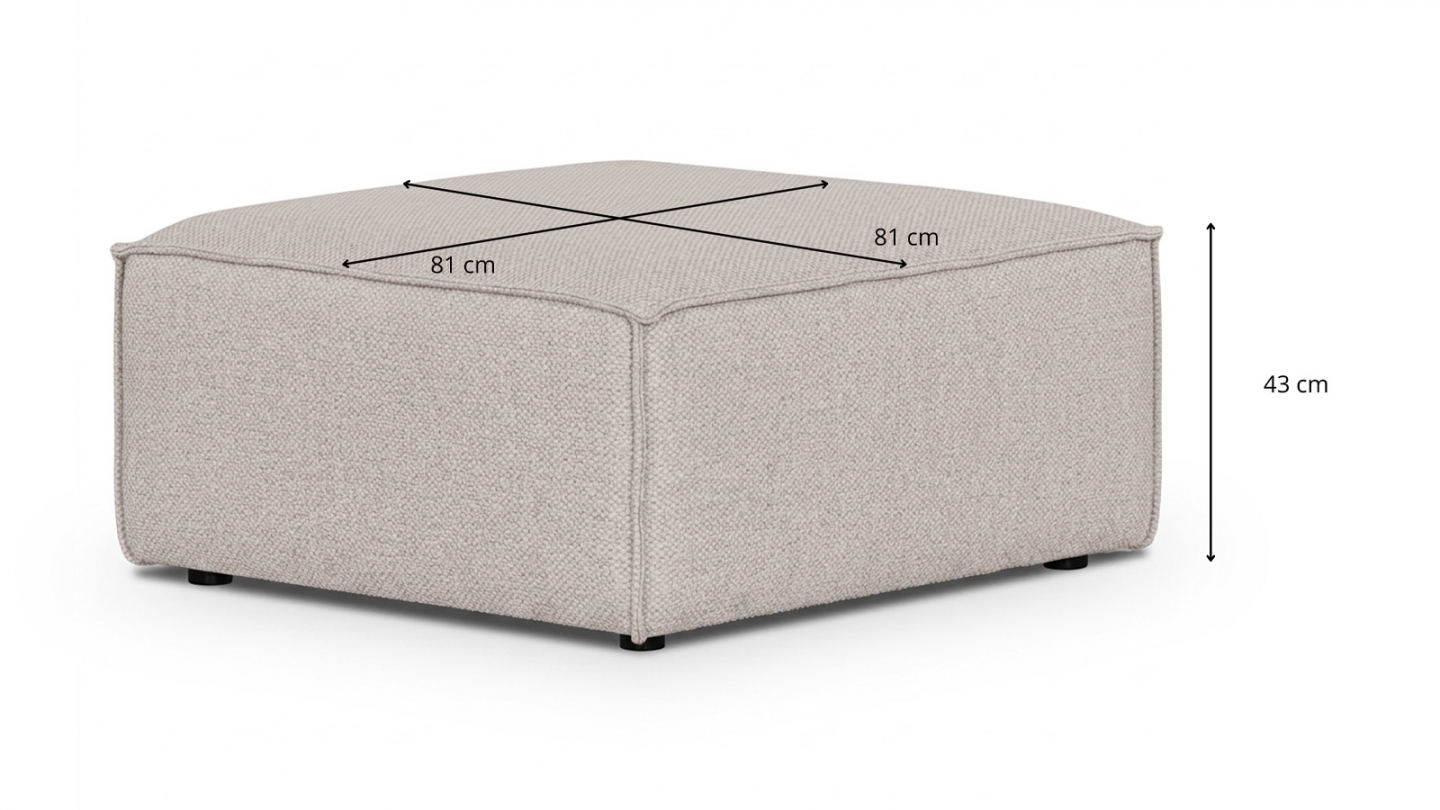 Pouf en tissu chenille taupe - Livia Pouf en tissu chenille taupe - Livia
