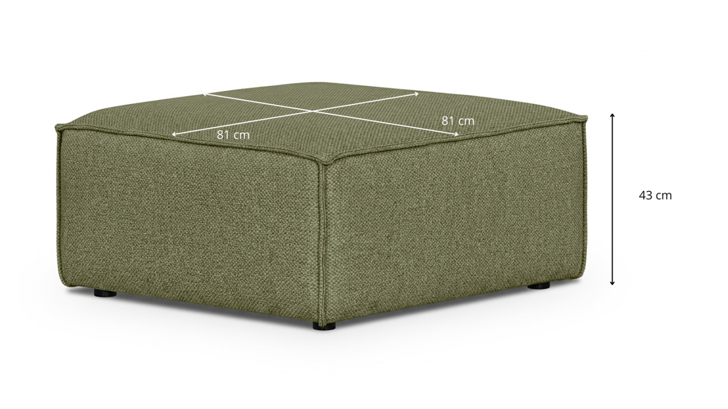 Pouf en tissu chenille vert olive - Livia Pouf en tissu chenille vert olive - Livia