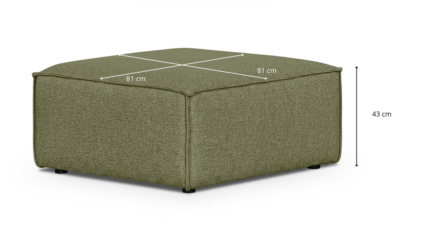 Pouf en tissu chenille vert olive - Emma Pouf en tissu chenille vert olive - Emma
