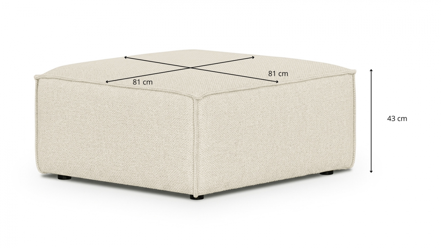 Pouf en tissu chenille beige foncé - Livia Pouf en tissu chenille beige foncé - Livia