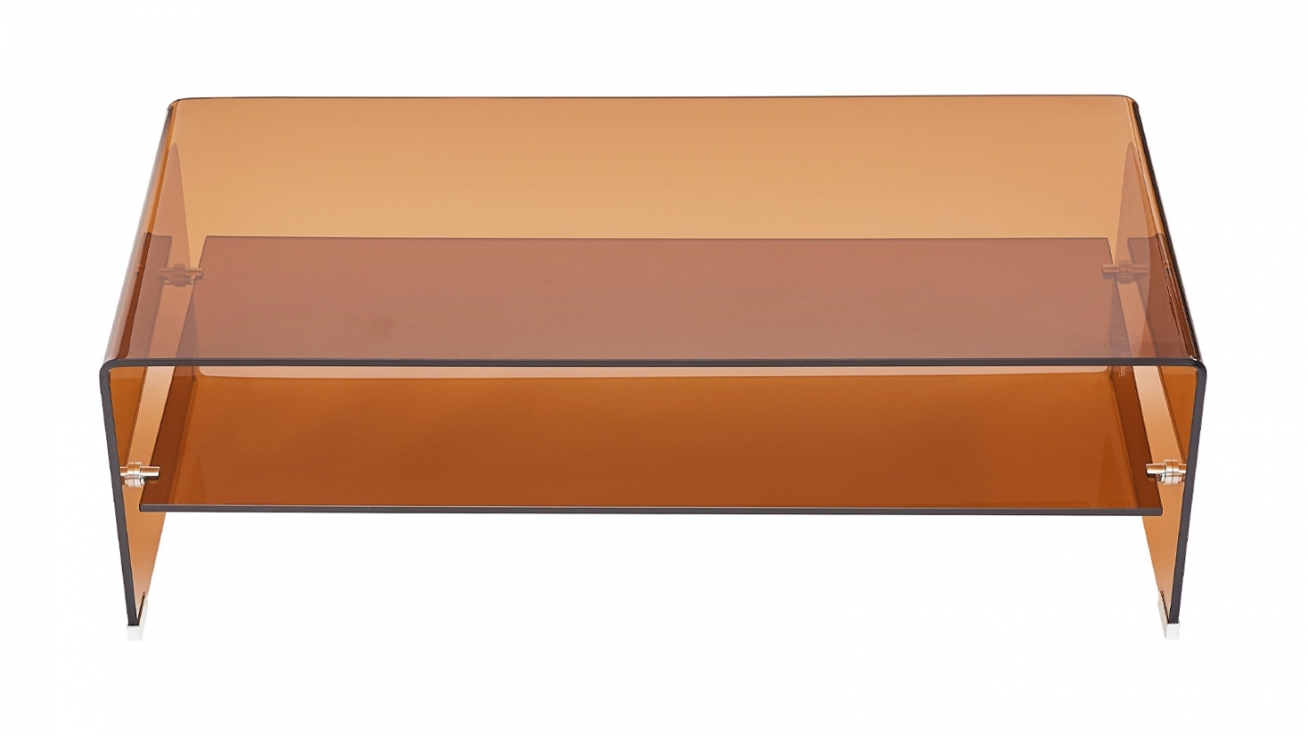 Table basse rectangulaire en verre trempé fumé 110x55 cm - Lorne Table basse rectangulaire en verre trempé fumé 110x55 cm - Lorne
