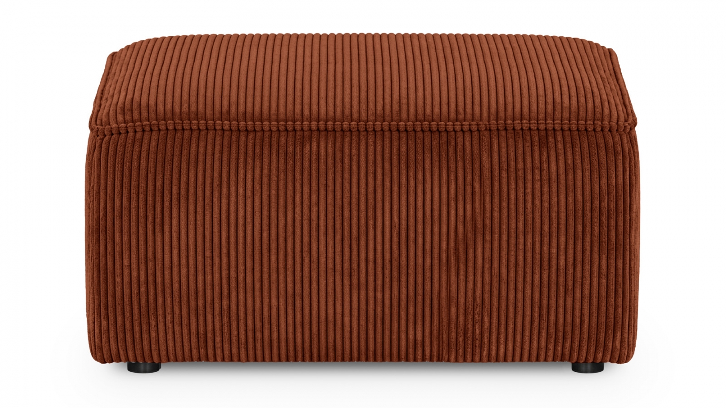 Pouf en velours côtelé rouille foncé - Asti Pouf en velours côtelé rouille foncé - Asti