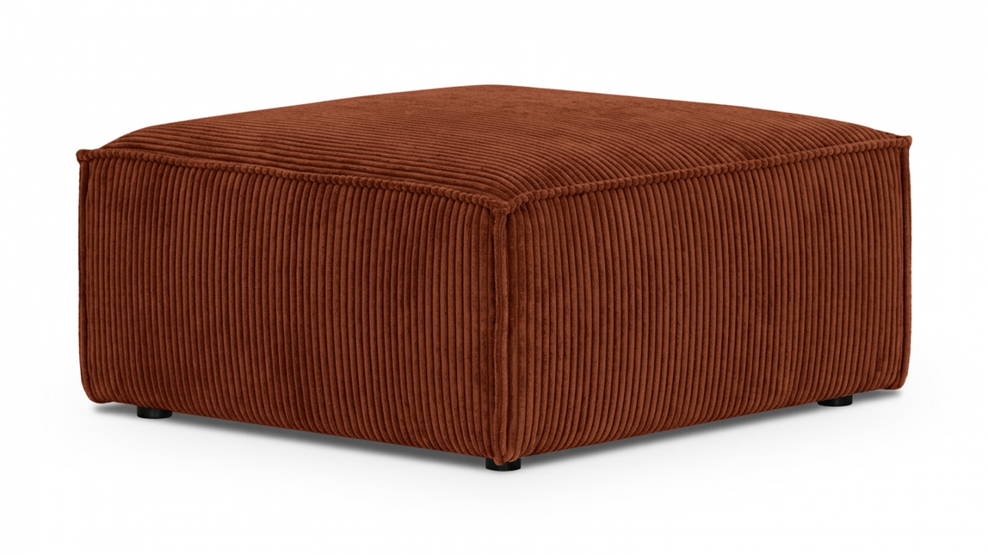 Pouf en velours côtelé rouille foncé - Asti Pouf en velours côtelé rouille foncé - Asti