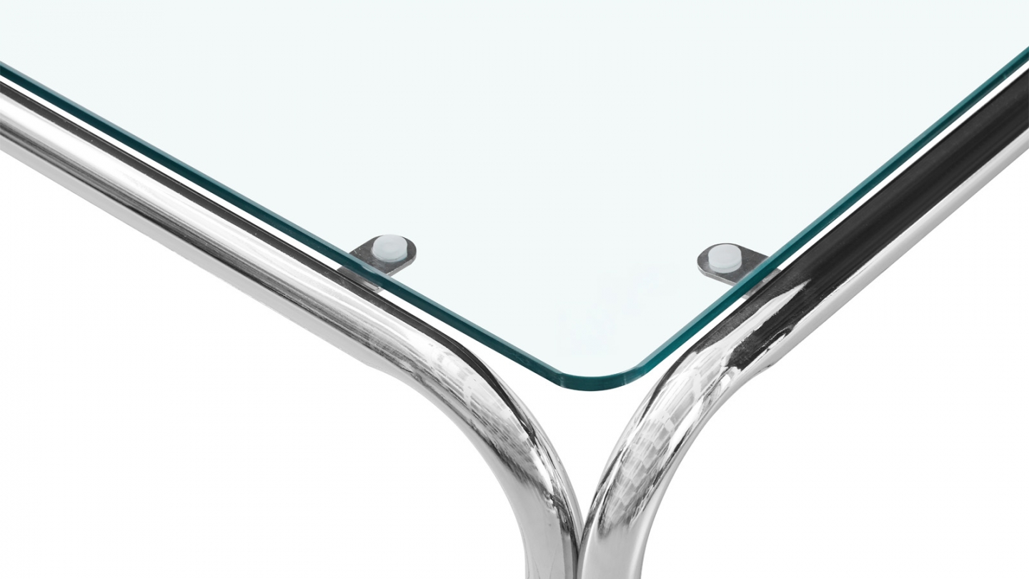 Table basse carrée en acier chromé et verre trempé 85x85 cm - Spritz Table basse carrée en acier chromé et verre trempé 85x85 cm - Spritz