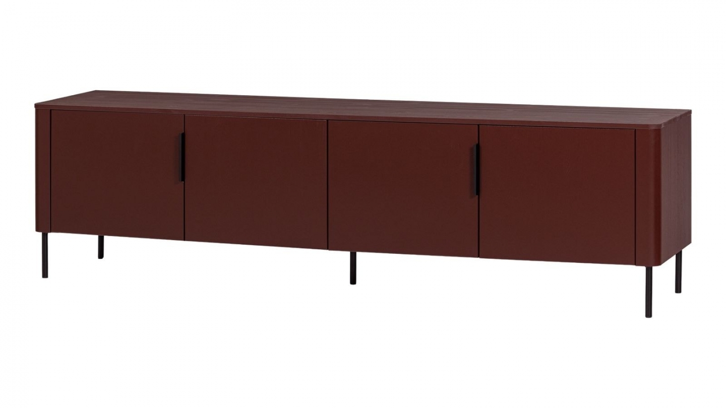 Meuble TV en pin cannelé bordeaux 200 cm - Gunnar Meuble TV en pin cannelé bordeaux 200 cm - Gunnar