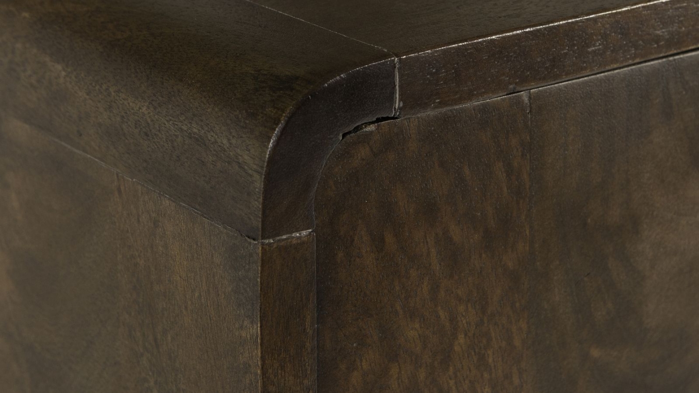 Buffet haut en bois de manguier sculpté brun foncé 60 cm - Liya Buffet haut en bois de manguier sculpté brun foncé 60 cm - Liya
