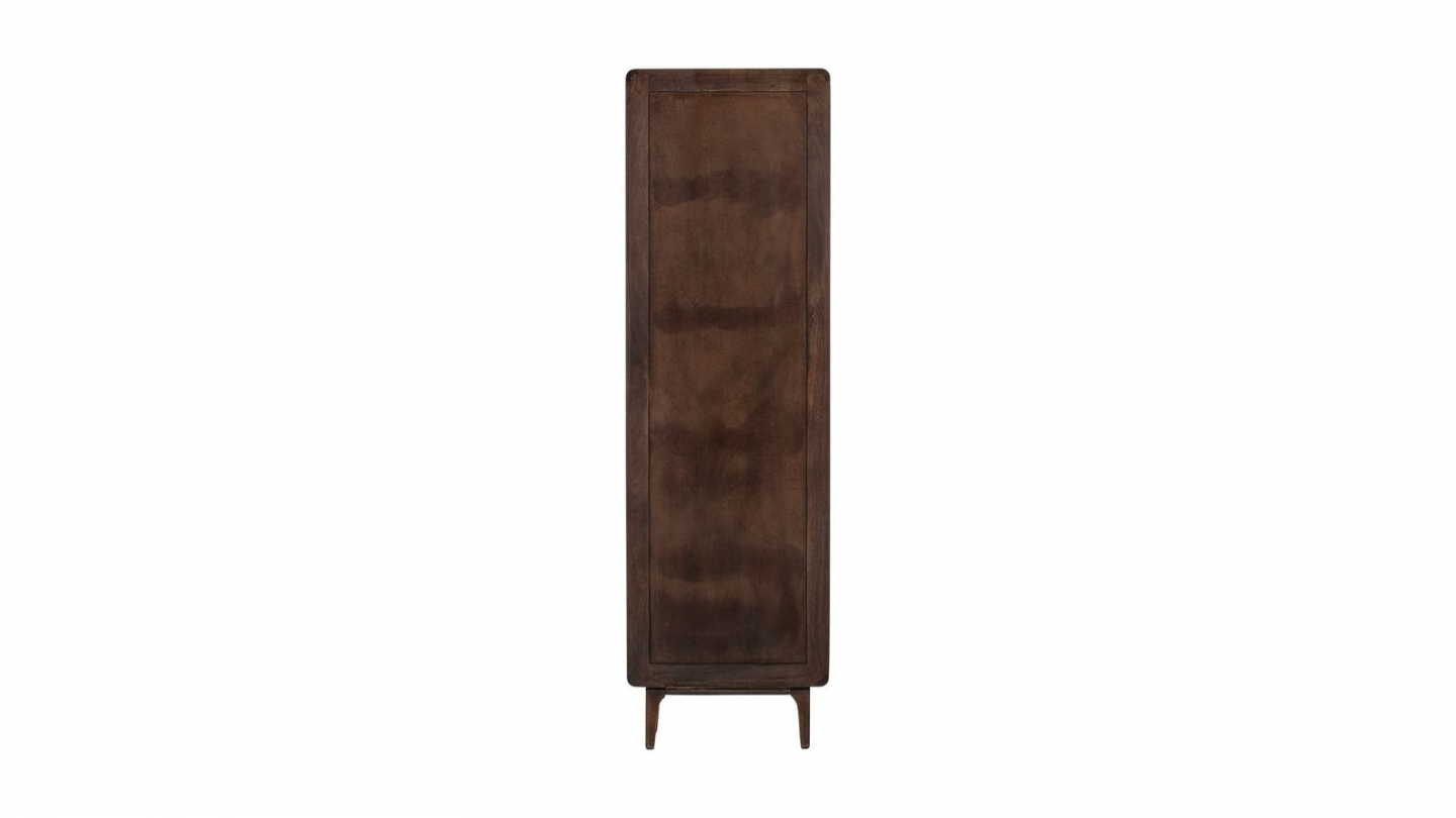 Buffet haut en bois de manguier sculpté brun foncé 60 cm - Liya Buffet haut en bois de manguier sculpté brun foncé 60 cm - Liya