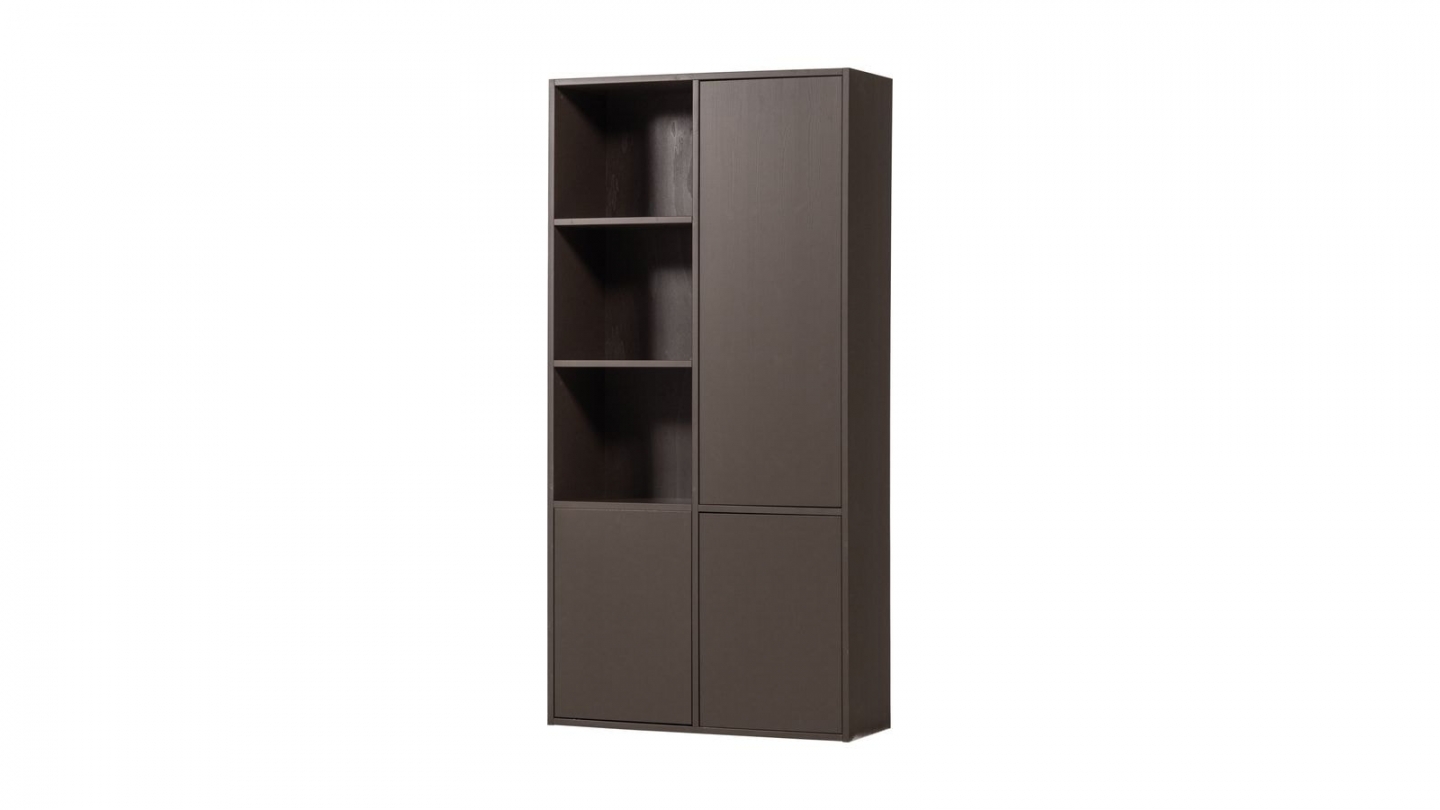 Buffet haut 3 portes - 3 niches à gauche - en pin cannelé brun moyen 108 cm - Meggy Buffet haut 3 portes - 3 niches à gauche - en pin cannelé brun moyen 108 cm - Meggy