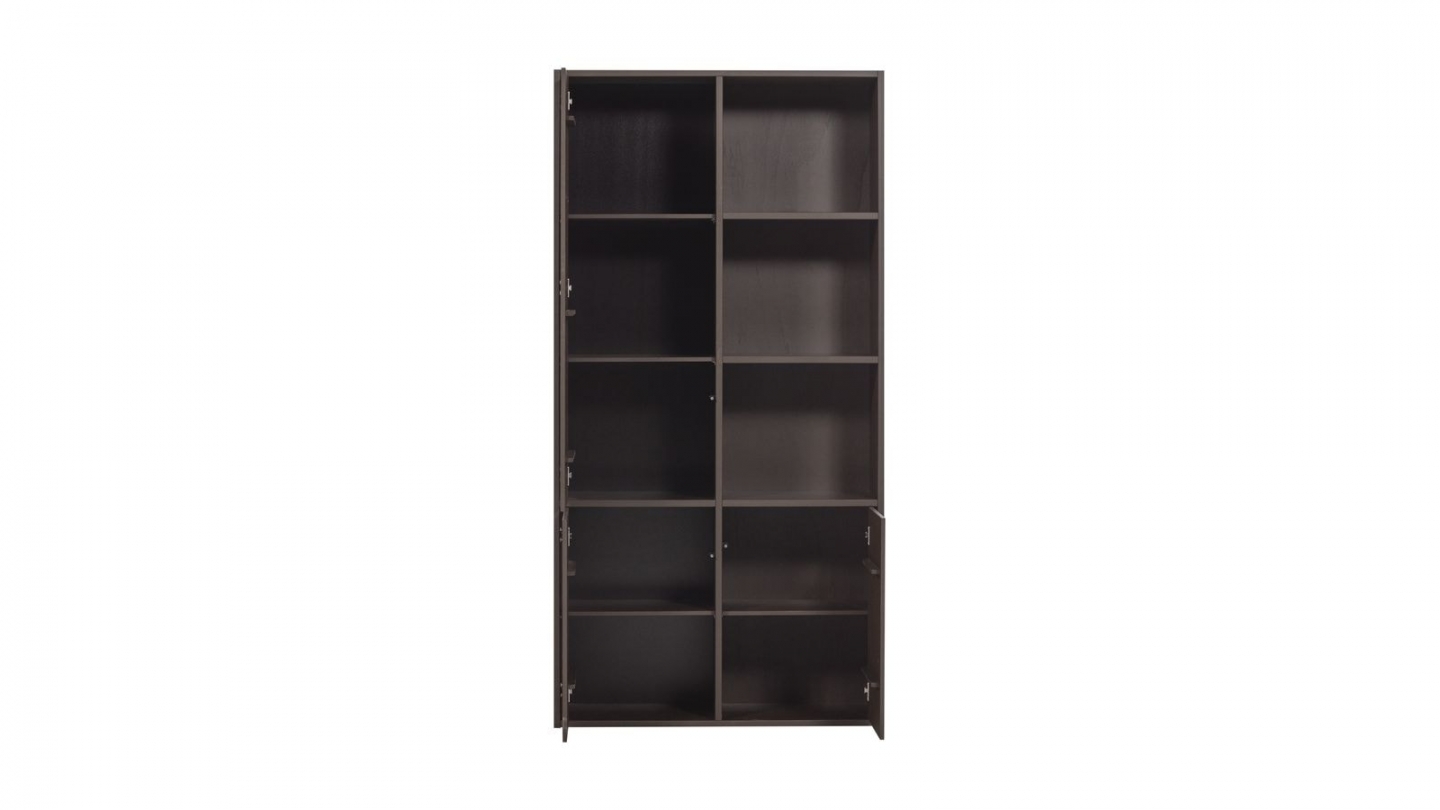 Buffet haut 3 portes - 3 niches à droite - en pin cannelé brun moyen 108 cm - Meggy Buffet haut 3 portes - 3 niches à droite - en pin cannelé brun moyen 108 cm - Meggy