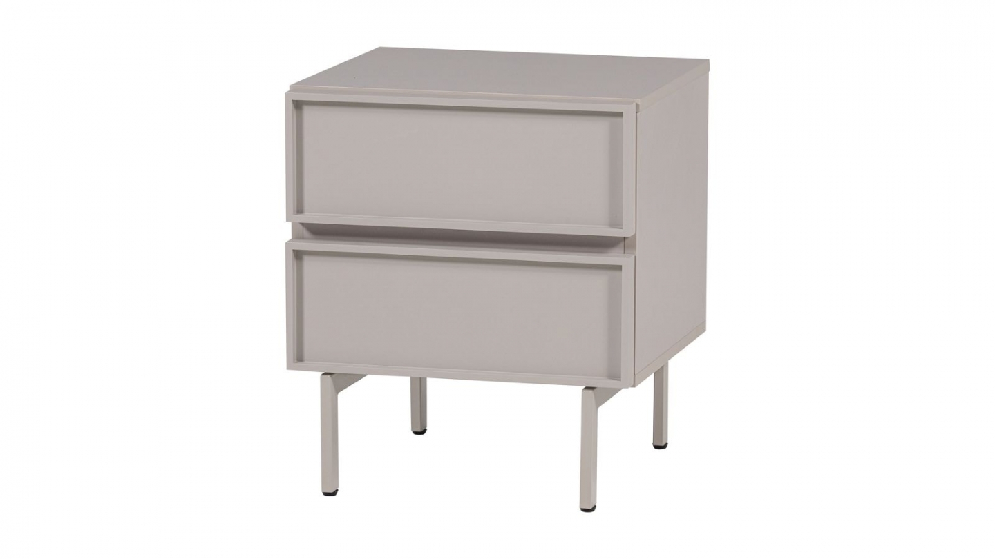 Table de chevet 2 tiroirs laquée sable 45 cm - Tours Table de chevet 2 tiroirs laquée sable 45 cm - Tours