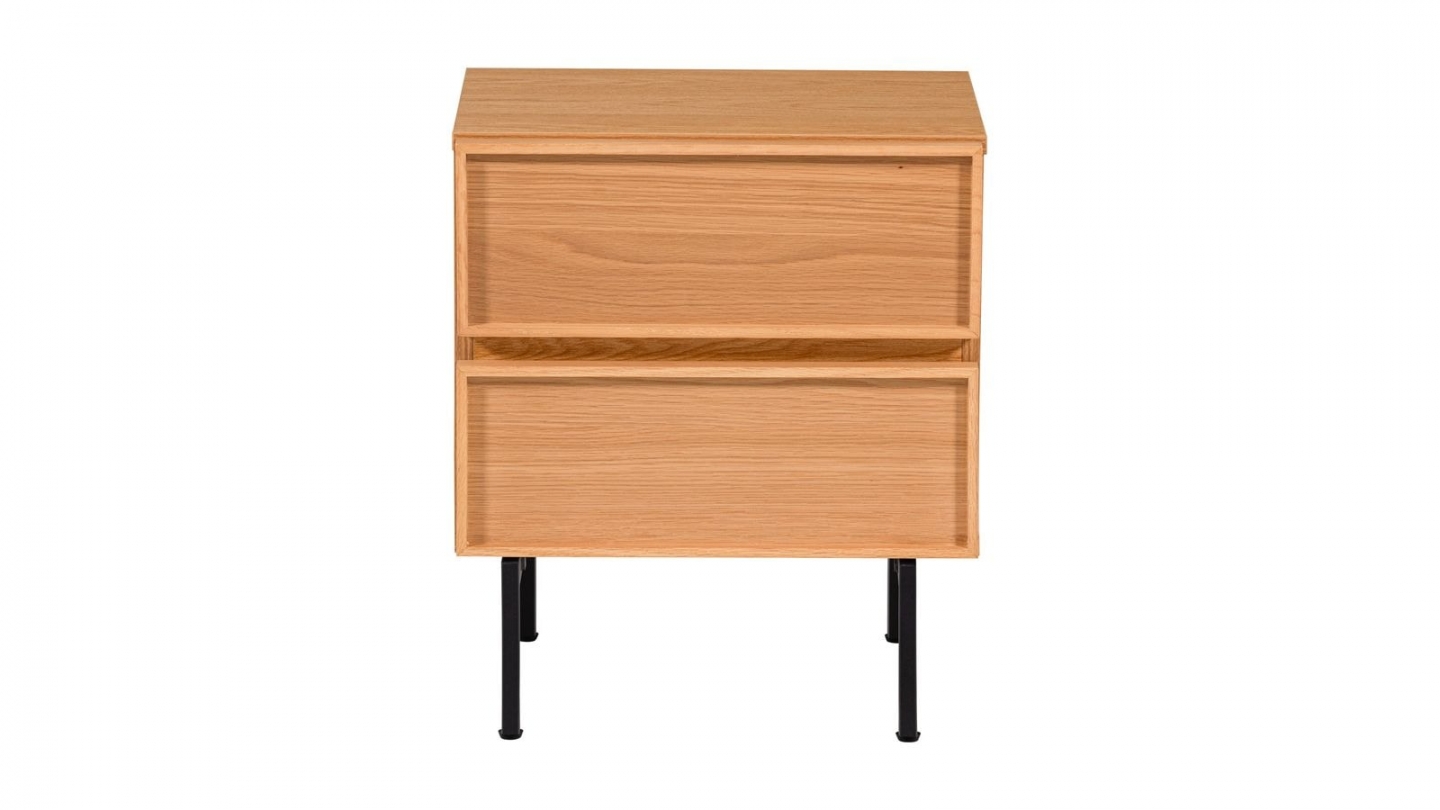 Table de chevet 2 tiroirs effet bois clair 45 cm - Tours Table de chevet 2 tiroirs effet bois clair 45 cm - Tours