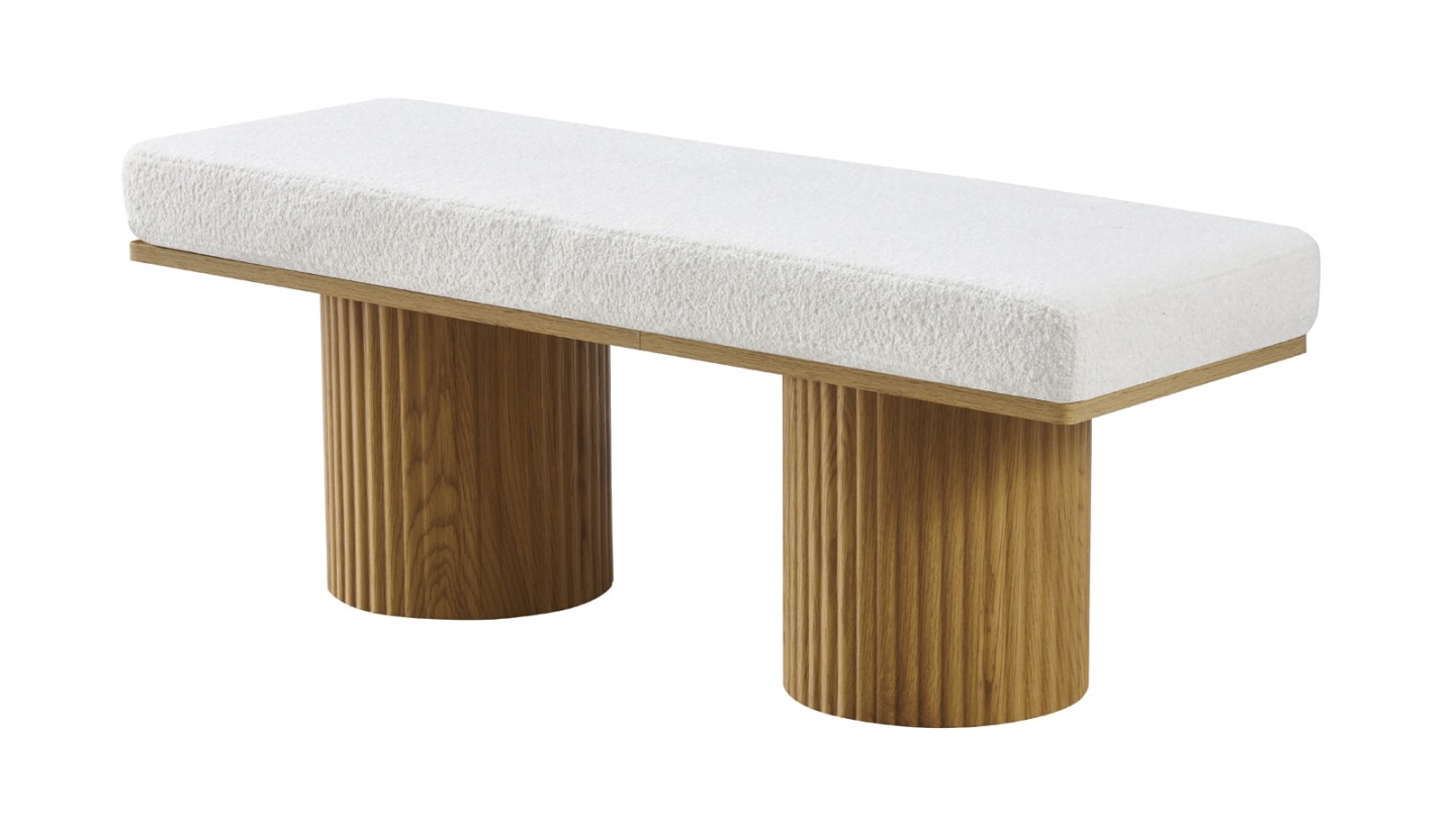 Banc en tissu bouclé beige - Mahe Banc en tissu bouclé beige - Mahe