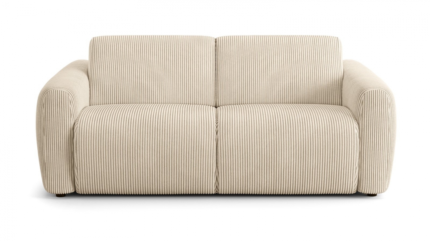 Canapé droit convertible 3 places en velours côtelé beige - ouverture express - Suzie Canapé droit convertible 3 places en velours côtelé beige - ouverture express - Suzie