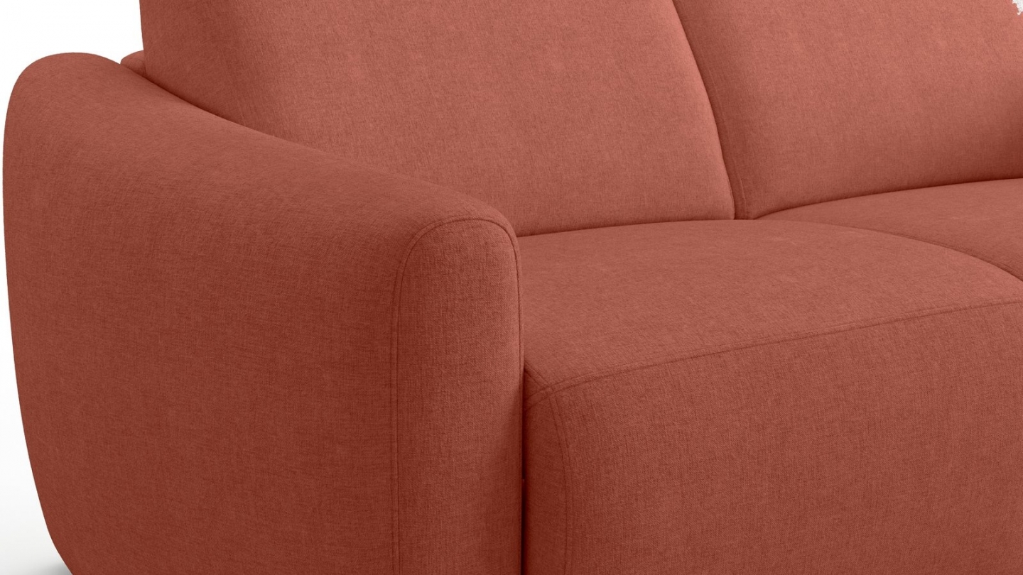 Canapé droit convertible 3 places en tissu chenille terracotta - ouverture express - Suzie Canapé droit convertible 3 places en tissu chenille terracotta - ouverture express - Suzie