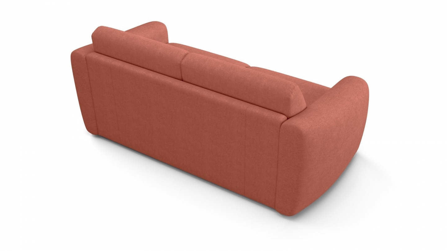 Canapé droit convertible 3 places en tissu chenille terracotta - ouverture express - Suzie Canapé droit convertible 3 places en tissu chenille terracotta - ouverture express - Suzie