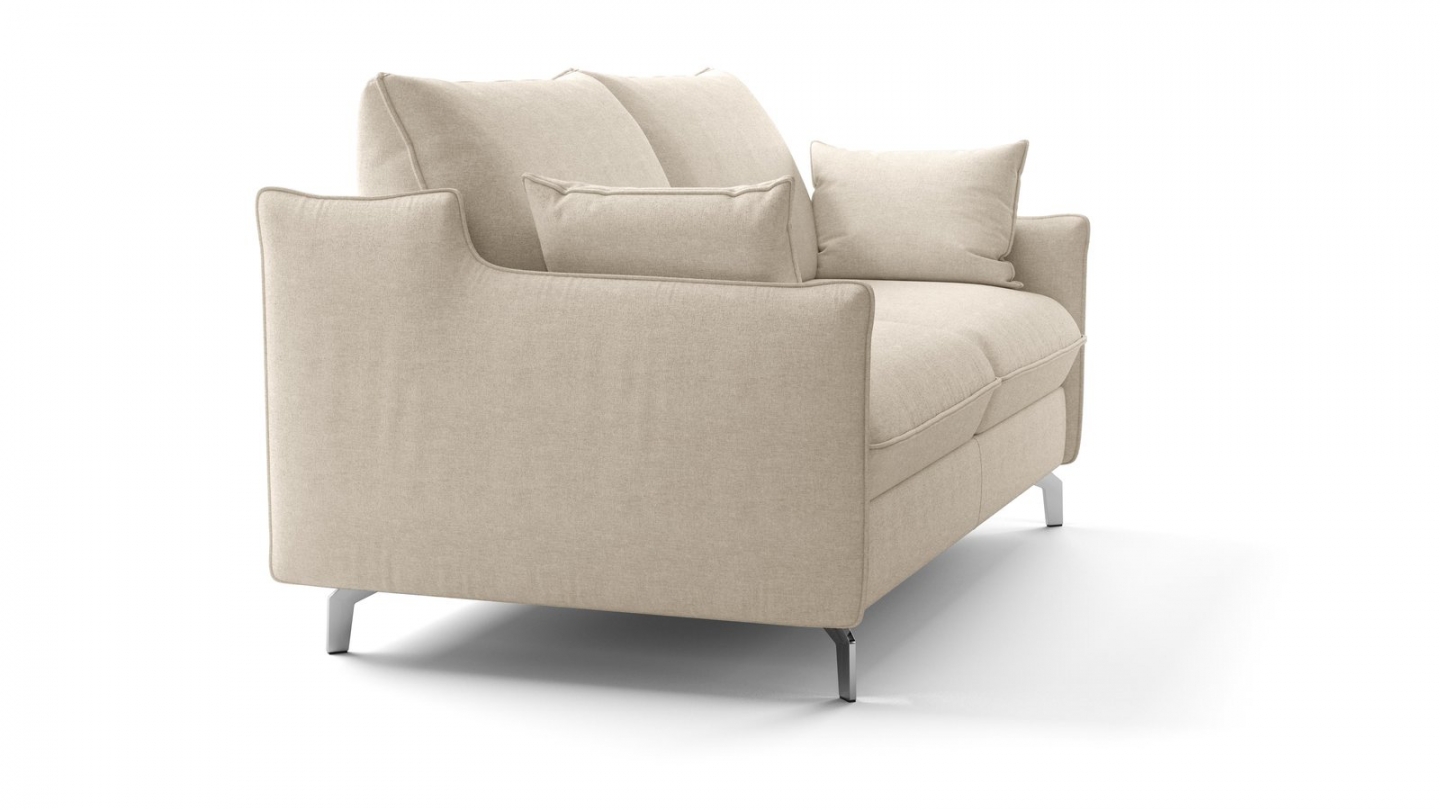 Canapé droit convertible 3 places en tissu chenille beige - ouverture express - Astoria Canapé droit convertible 3 places en tissu chenille beige - ouverture express - Astoria