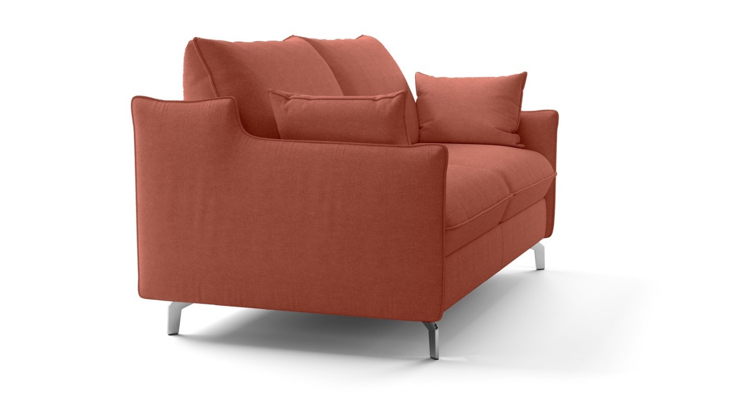 Canapé droit convertible 3 places en tissu chenille terracotta - ouverture express - Astoria Canapé droit convertible 3 places en tissu chenille terracotta - ouverture express - Astoria