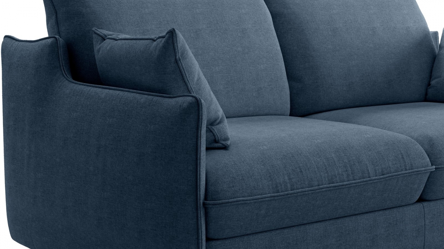 Canapé droit convertible 3 places en tissu chenille bleu foncé - ouverture express - Astoria Canapé droit convertible 3 places en tissu chenille bleu foncé - ouverture express - Astoria