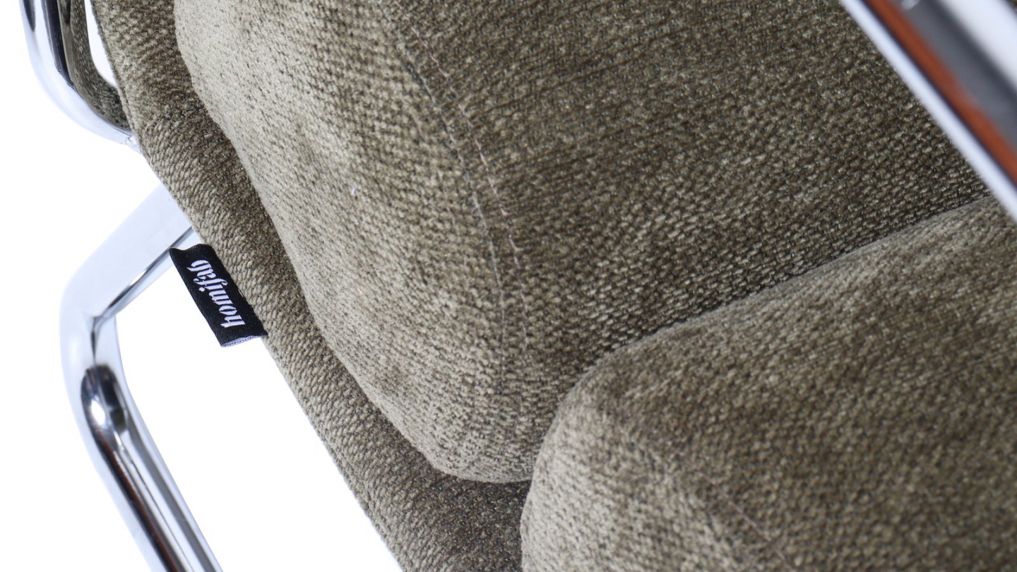 Fauteuil en tissu chenille vert kaki - Vania Fauteuil en tissu chenille vert kaki - Vania
