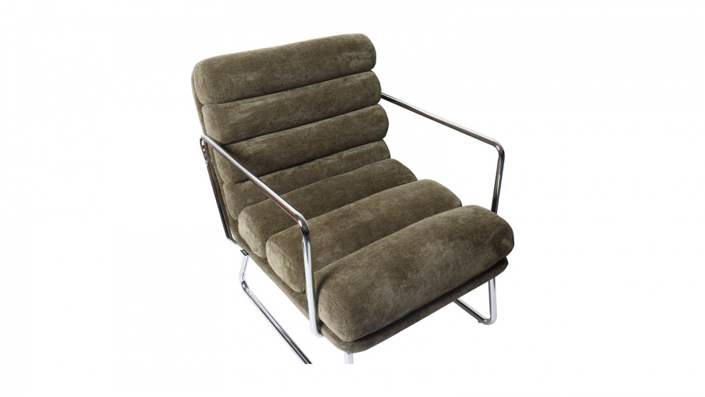 Fauteuil en tissu chenille vert kaki - Vania Fauteuil en tissu chenille vert kaki - Vania