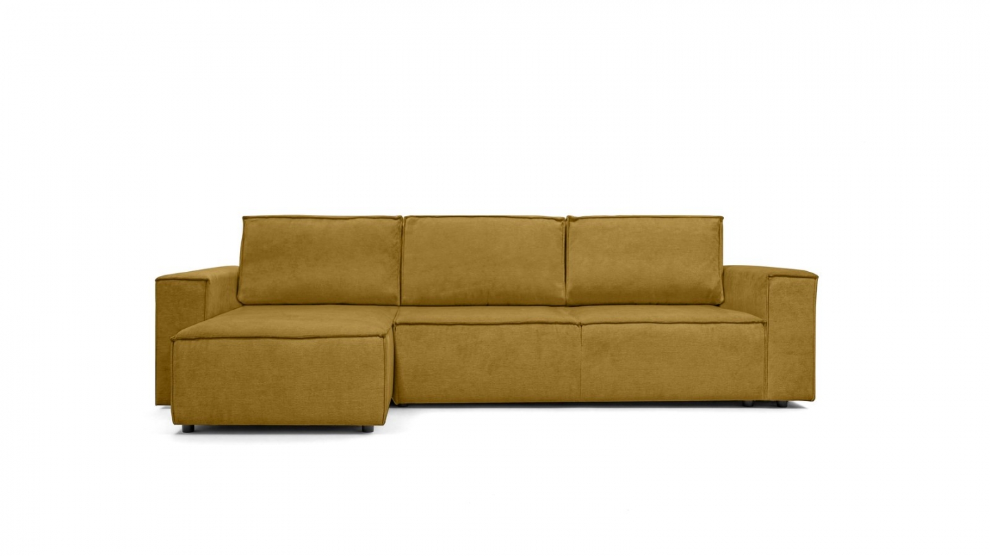 Canapé d'angle convertible réversible 5 places avec coffre de rangement en tissu chenille bronze - Harper Canapé d'angle convertible réversible 5 places avec coffre de rangement en tissu chenille bronze - Harper