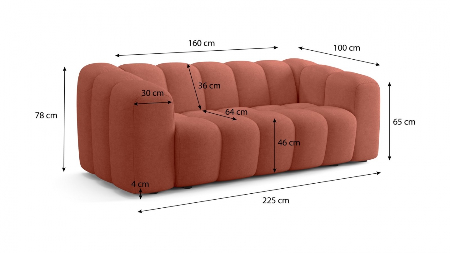 Canapé capitonné 3 places en tissu chenille terracotta - Belleville Canapé capitonné 3 places en tissu chenille terracotta - Belleville
