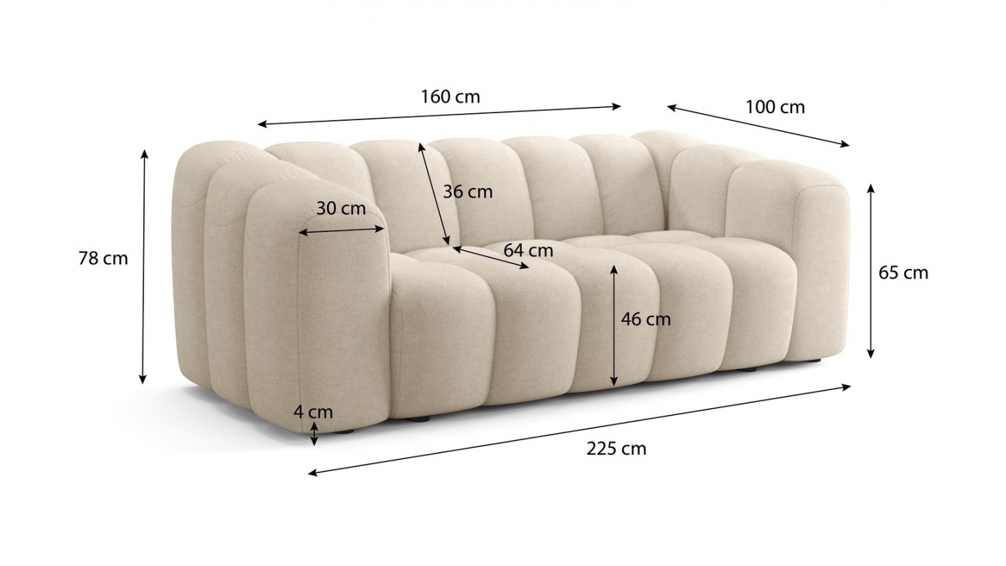 Canapé capitonné convertible 3 places en tissu chenille beige - ouverture express - Belleville Canapé capitonné convertible 3 places en tissu chenille beige - ouverture express - Belleville