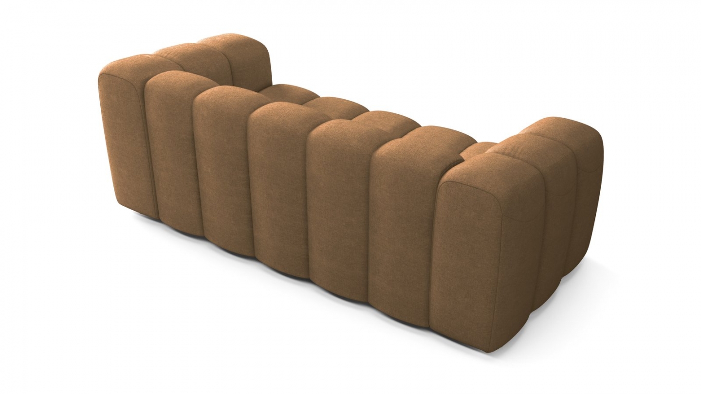 Canapé capitonné convertible 3 places en tissu chenille moka - ouverture express - Belleville Canapé capitonné convertible 3 places en tissu chenille moka - ouverture express - Belleville