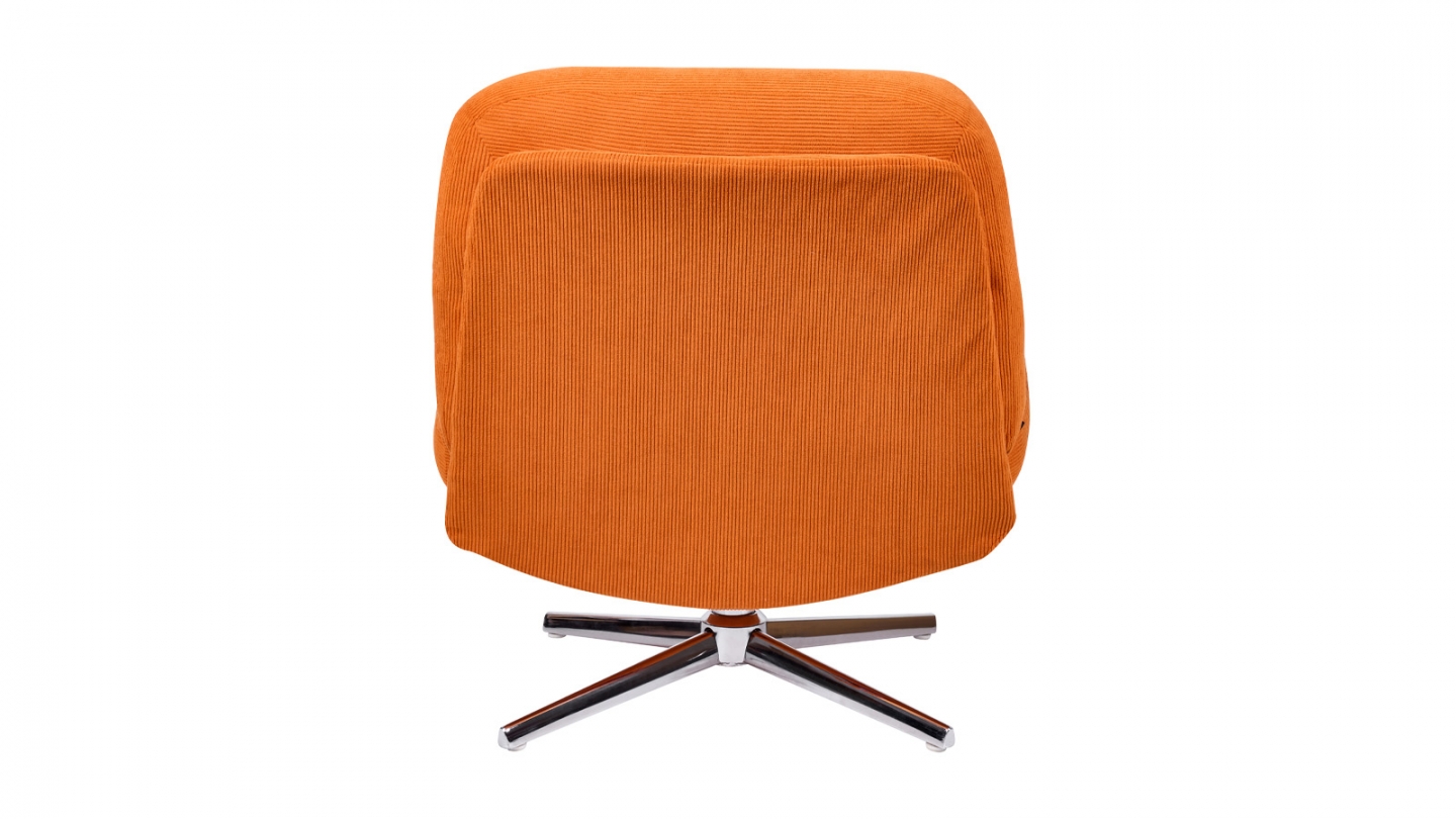 Fauteuil pivotant en velours côtelé orange et piètement chromé - Julia Fauteuil pivotant en velours côtelé orange et piètement chromé - Julia