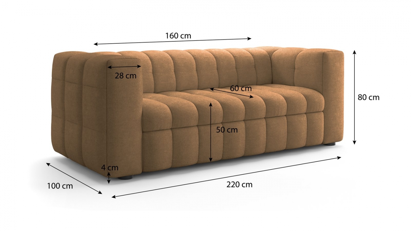 Canapé capitonné convertible 3 places en tissu chenille moka - ouverture express - Cester Canapé capitonné convertible 3 places en tissu chenille moka - ouverture express - Cester