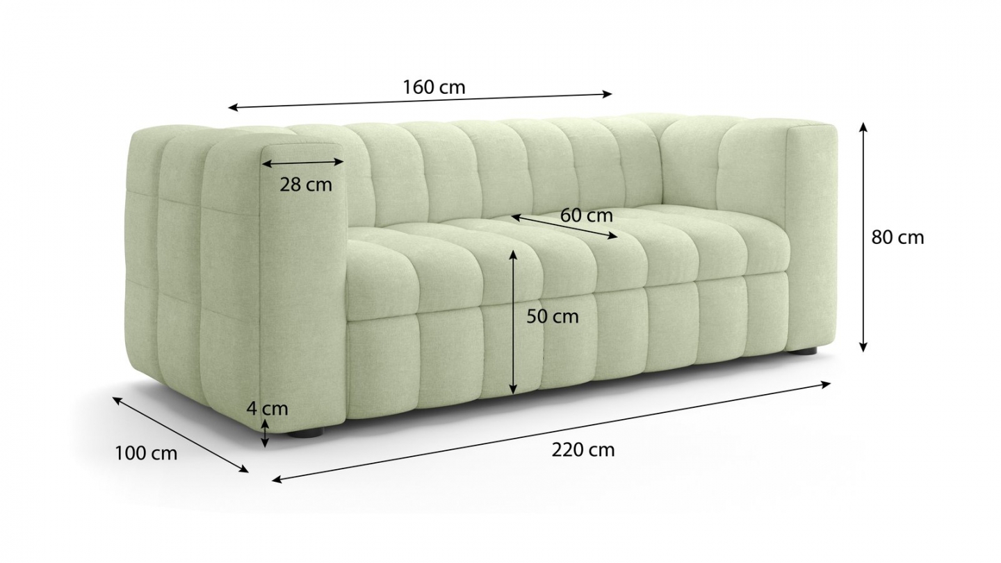 Canapé capitonné convertible 3 places en tissu chenille vert sauge - ouverture express - Cester Canapé capitonné convertible 3 places en tissu chenille vert sauge - ouverture express - Cester