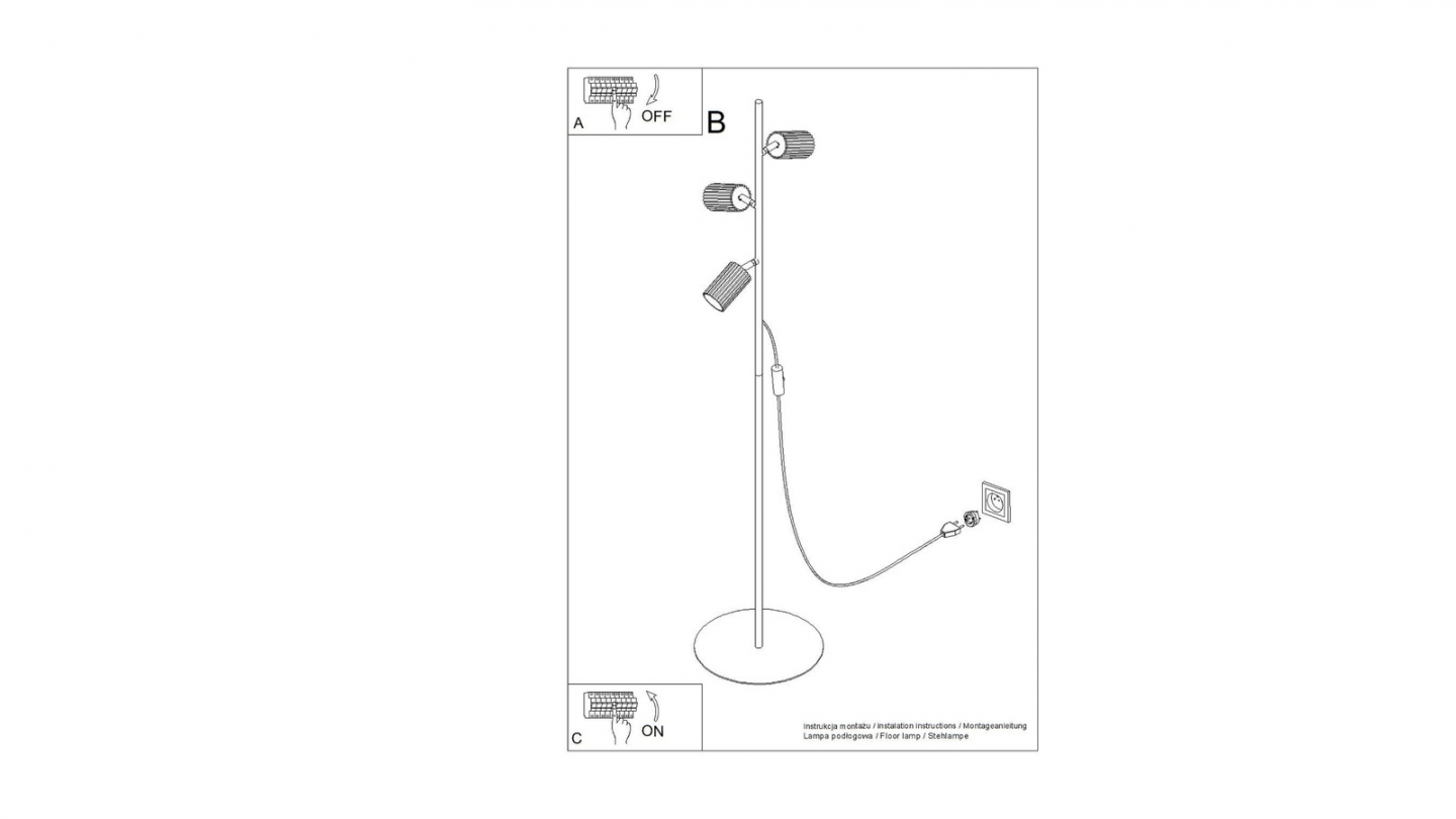Lampadaire en aluminium blanc 155 cm 3 lumières - Karbon Lampadaire en aluminium blanc 155 cm 3 lumières - Karbon