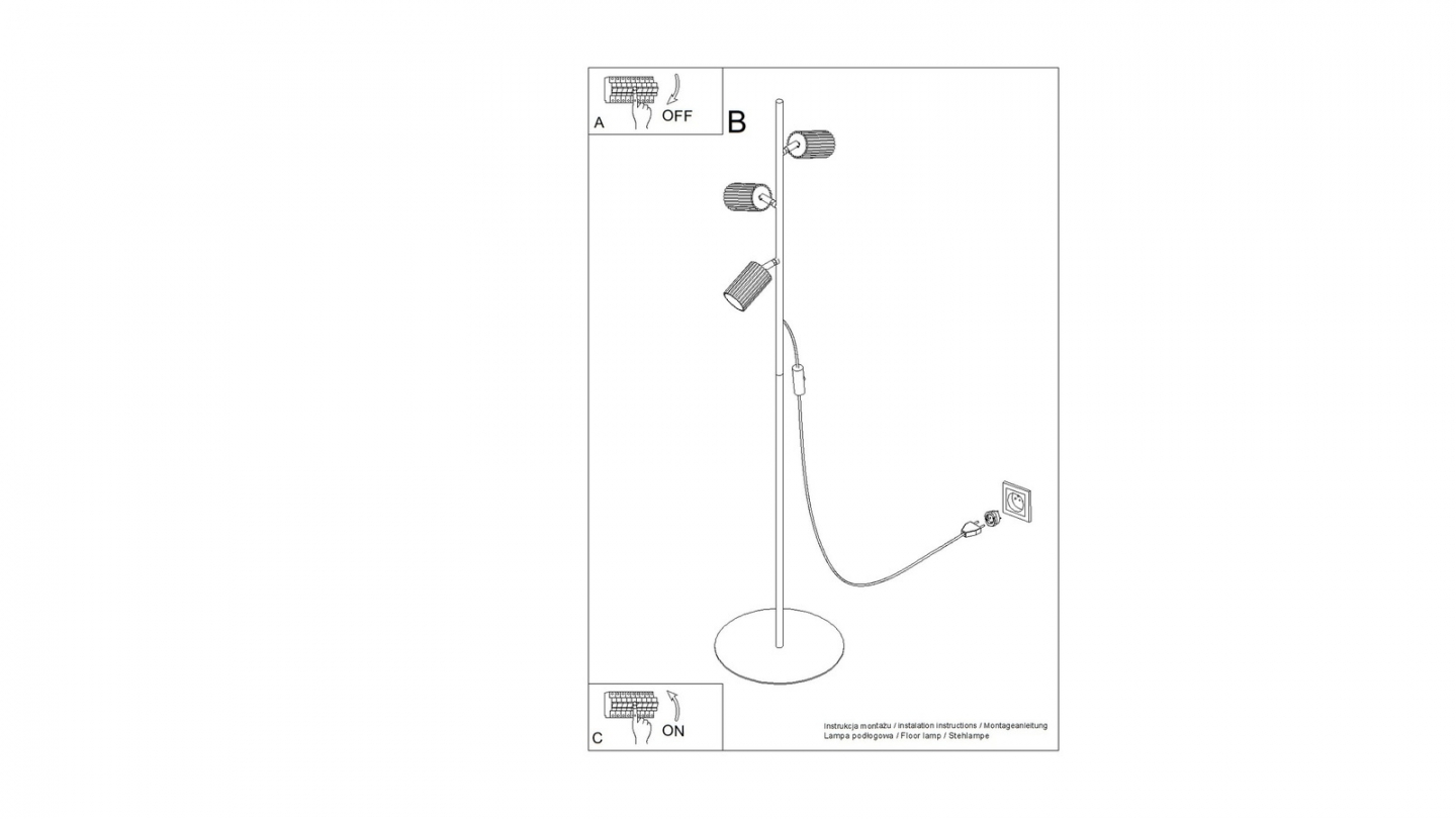 Lampadaire en aluminium noir 155 cm 3 lumières - Karbon Lampadaire en aluminium noir 155 cm 3 lumières - Karbon