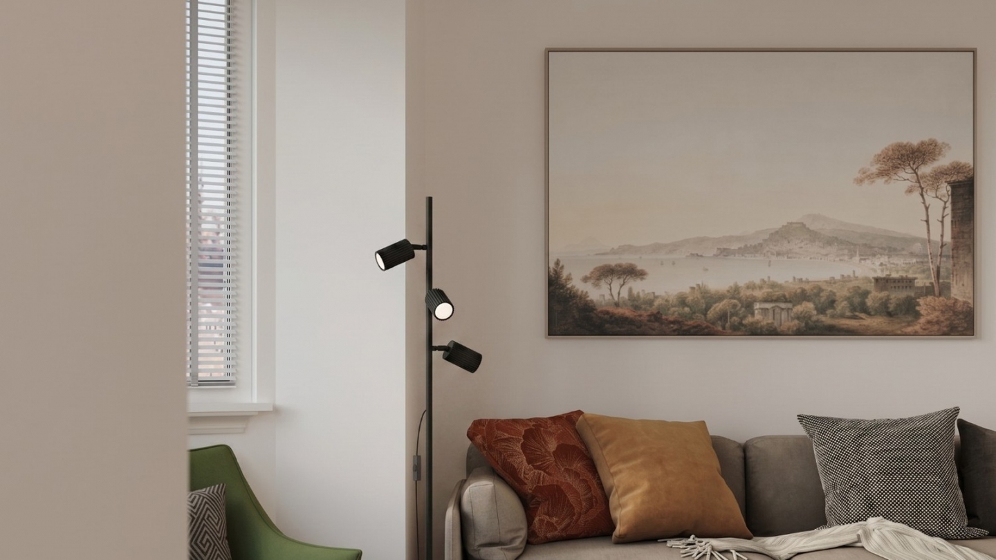 Lampadaire en aluminium noir 155 cm 3 lumières - Karbon Lampadaire en aluminium noir 155 cm 3 lumières - Karbon