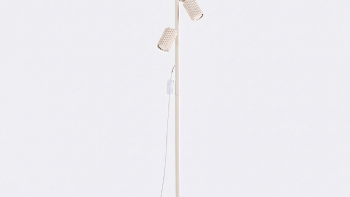 Lampadaire en aluminium beige 155 cm 3 lumières - Karbon Lampadaire en aluminium beige 155 cm 3 lumières - Karbon