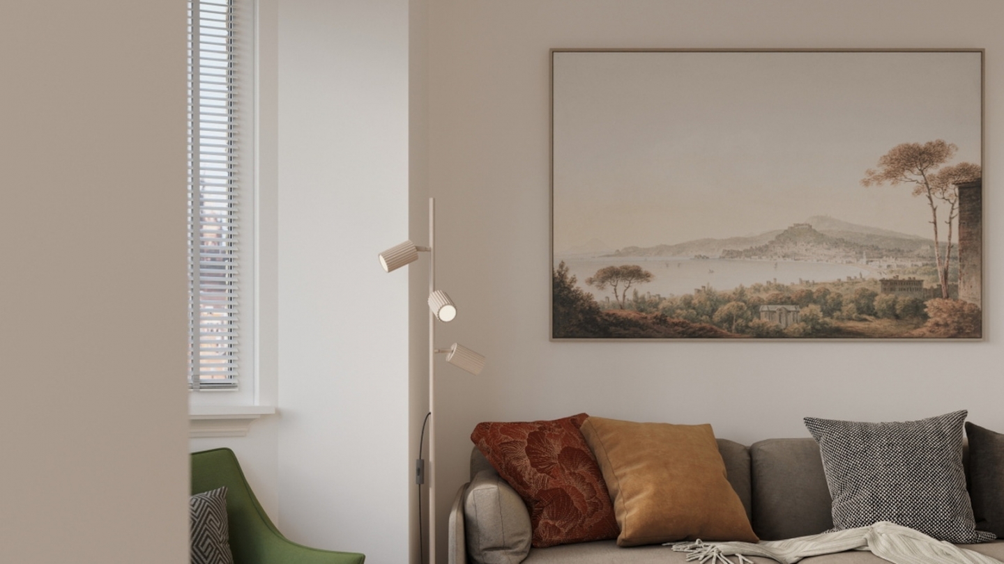 Lampadaire en aluminium taupe 155 cm 3 lumières - Karbon Lampadaire en aluminium taupe 155 cm 3 lumières - Karbon