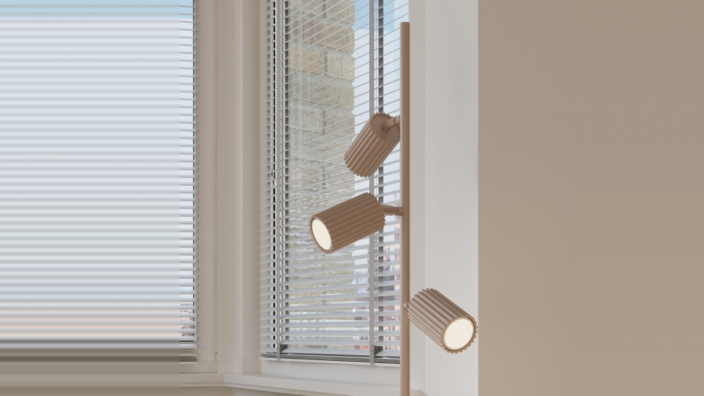 Lampadaire en aluminium taupe 155 cm 3 lumières - Karbon Lampadaire en aluminium taupe 155 cm 3 lumières - Karbon