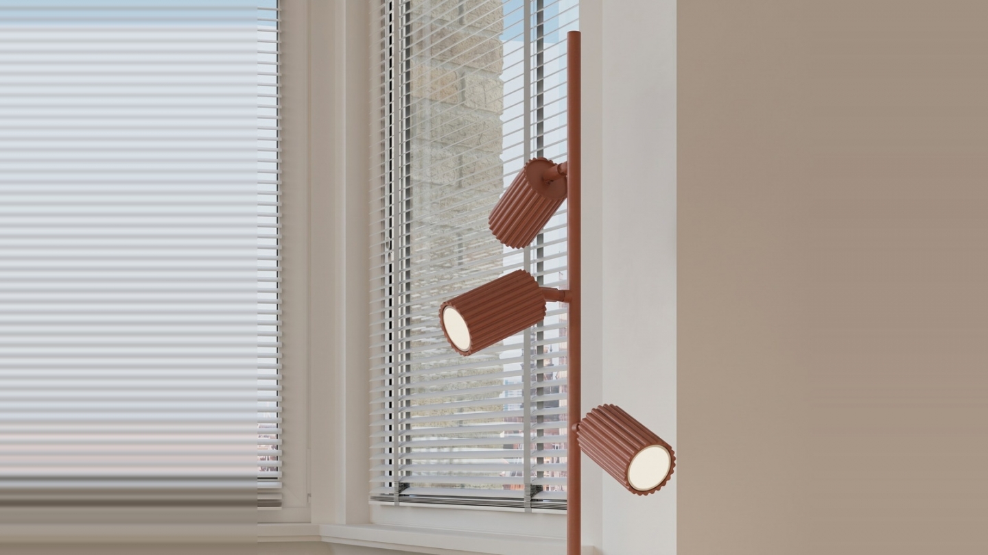 Lampadaire en aluminium terracotta 155 cm 3 lumières - Karbon Lampadaire en aluminium terracotta 155 cm 3 lumières - Karbon