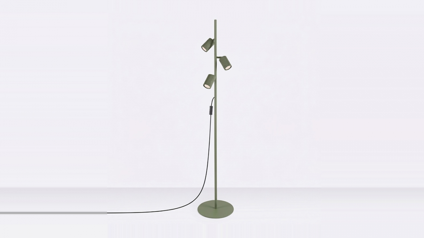 Lampadaire en aluminium vert olive 155 cm 3 lumières - Karbon Lampadaire en aluminium vert olive 155 cm 3 lumières - Karbon