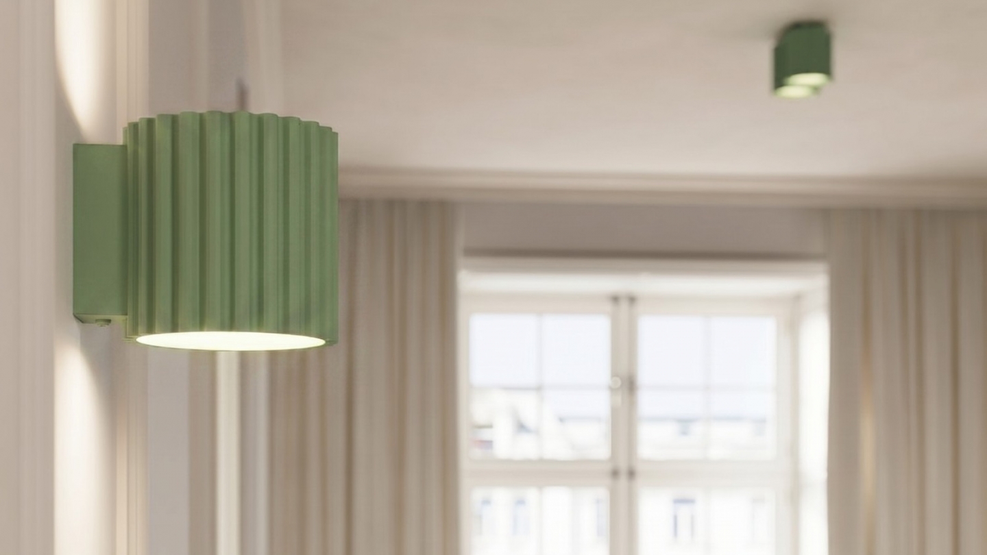 Plafonnier cannelé vert sauge - Aura Plafonnier cannelé vert sauge - Aura