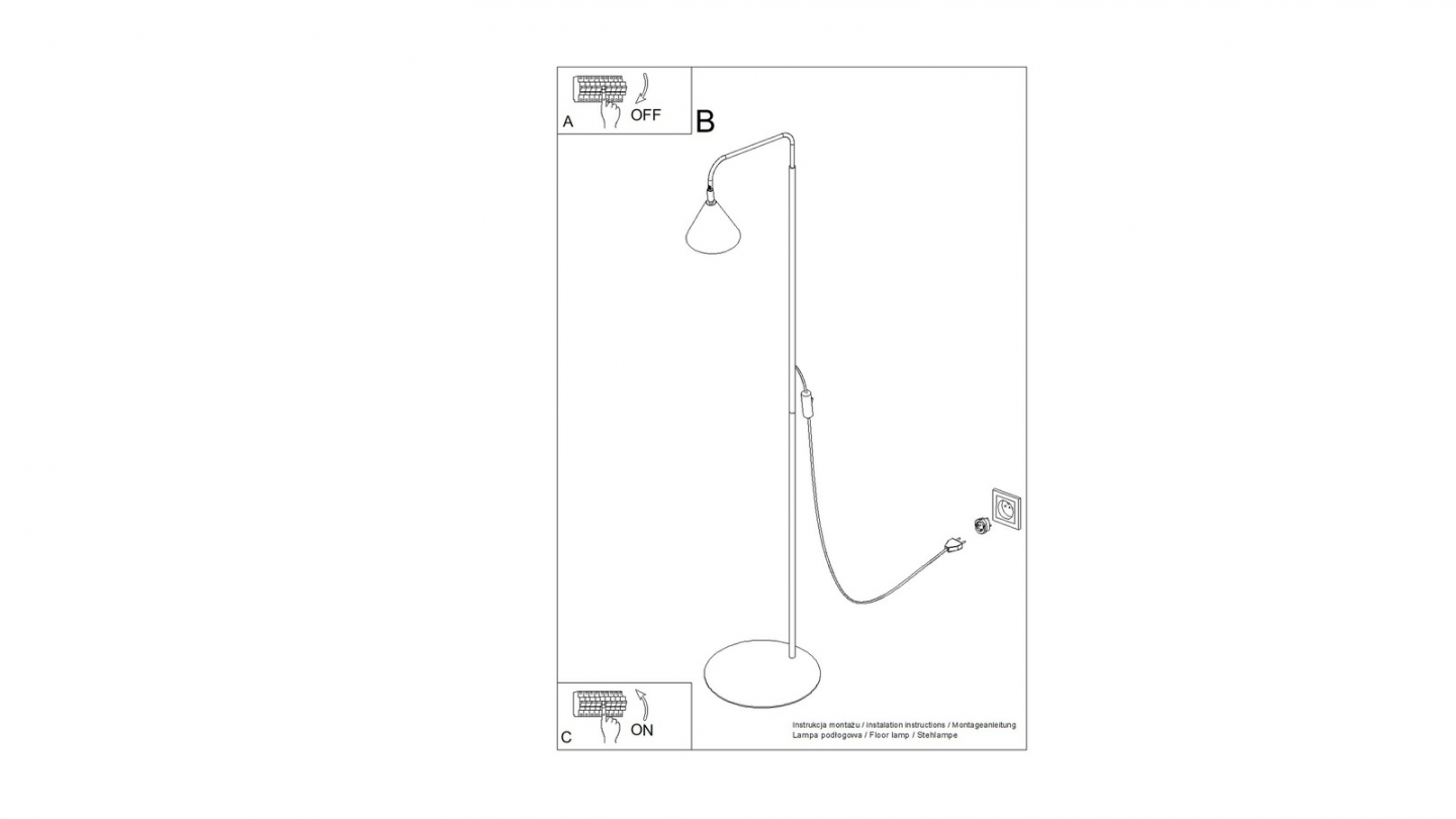 Lampadaire en métal blanc 165 cm - Nox Lampadaire en métal blanc 165 cm - Nox