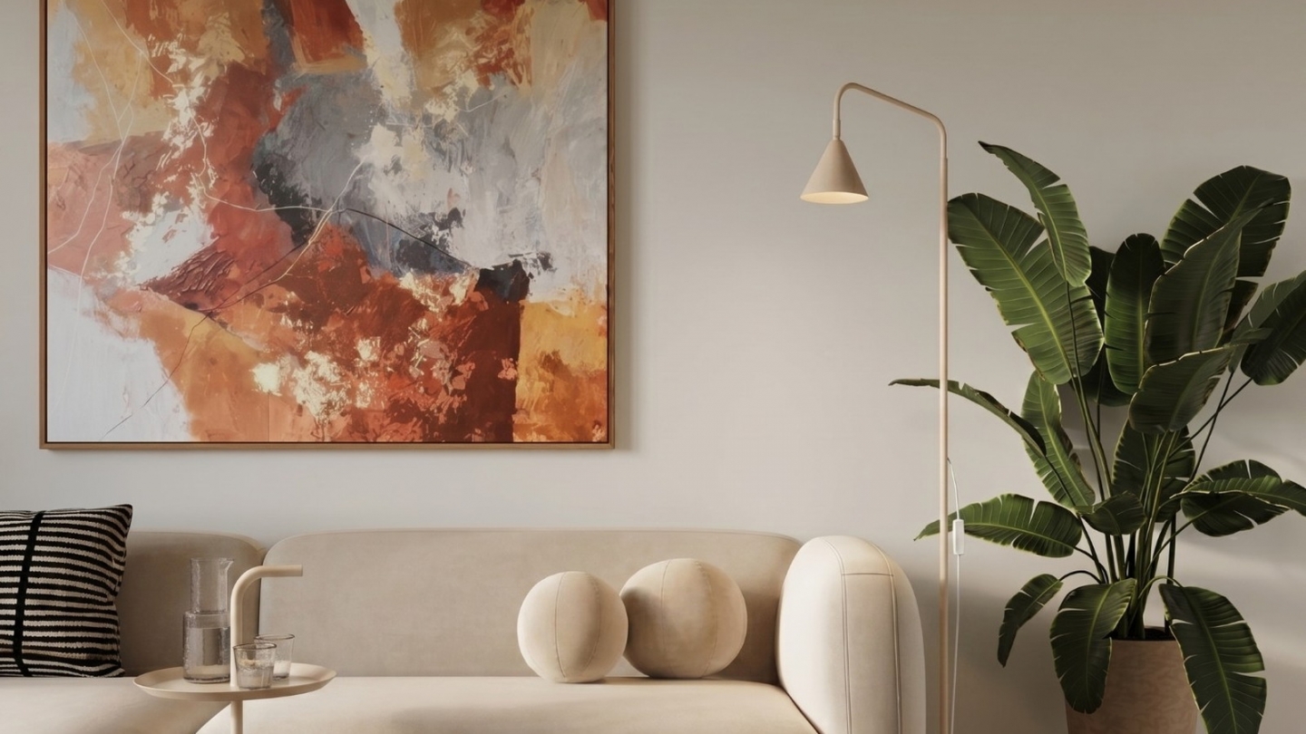 Lampadaire en métal beige 165 cm - Nox Lampadaire en métal beige 165 cm - Nox