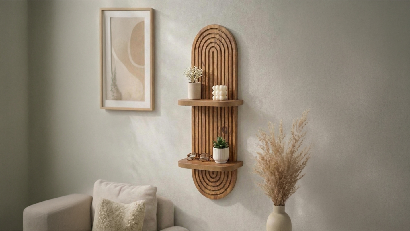 Étagère murale 2 niveaux effet chêne 26 cm -Sano Étagère murale 2 niveaux effet chêne 26 cm -Sano