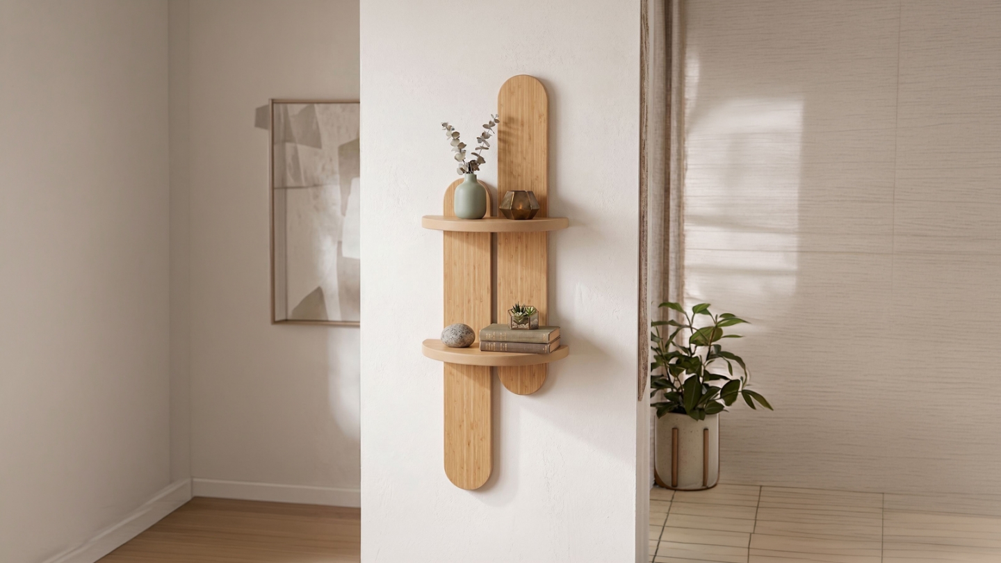 Étagère murale 2 niveaux effet chêne 26 cm - Sena Étagère murale 2 niveaux effet chêne 26 cm - Sena