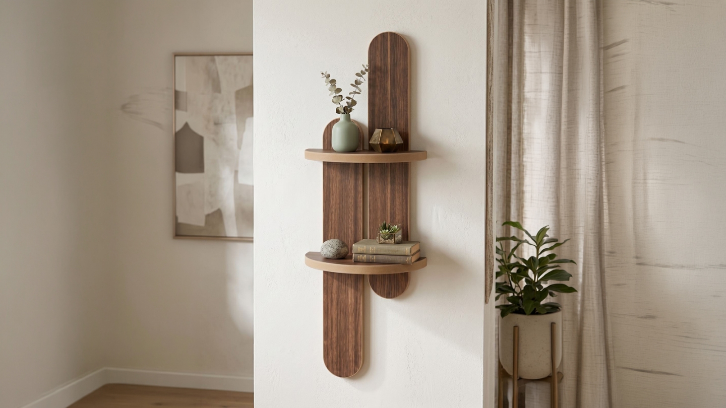 Étagère murale 2 niveaux effet wengé 26 cm - Sena Étagère murale 2 niveaux effet wengé 26 cm - Sena