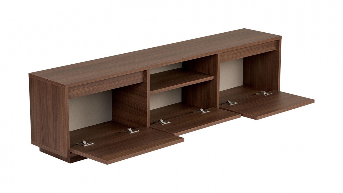 Meuble TV 3 portes 1 niche effet noyer 160 cm - Havia Meuble TV 3 portes 1 niche effet noyer 160 cm - Havia
