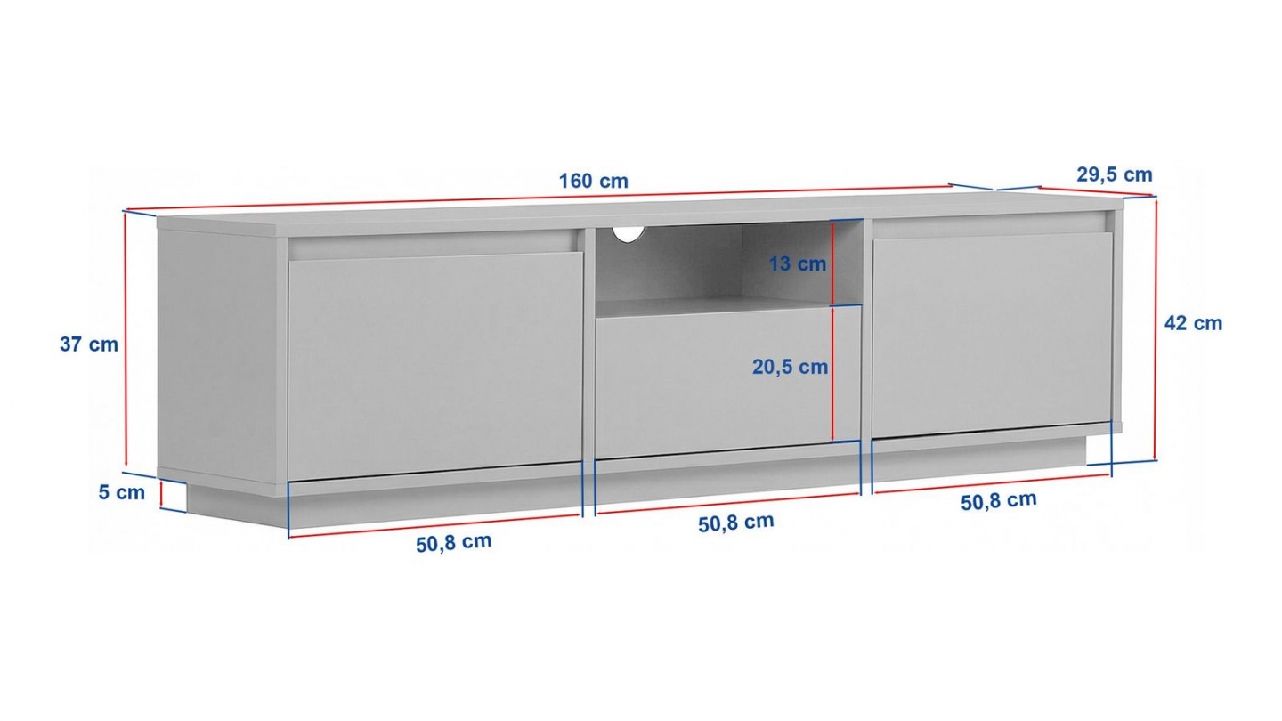 Meuble TV 3 portes 1 niche effet noyer 160 cm - Havia Meuble TV 3 portes 1 niche effet noyer 160 cm - Havia