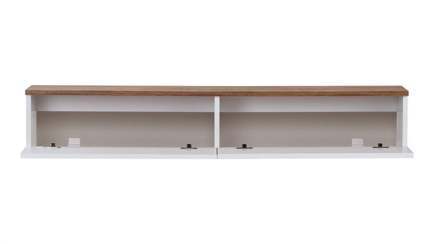 Meuble TV 2 portes effet pin et blanc 140 cm - Farel Meuble TV 2 portes effet pin et blanc 140 cm - Farel