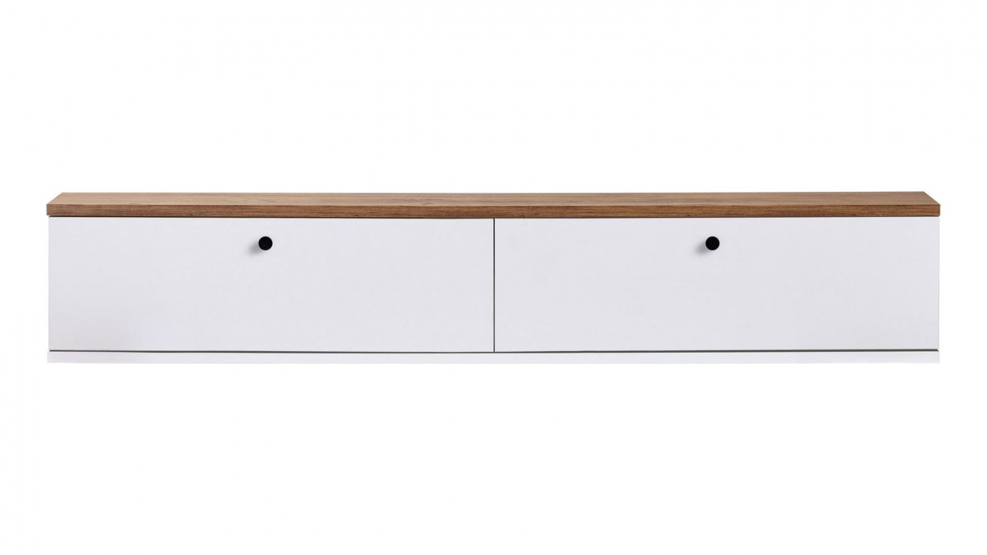 Meuble TV 2 portes effet pin et blanc 140 cm - Farel Meuble TV 2 portes effet pin et blanc 140 cm - Farel