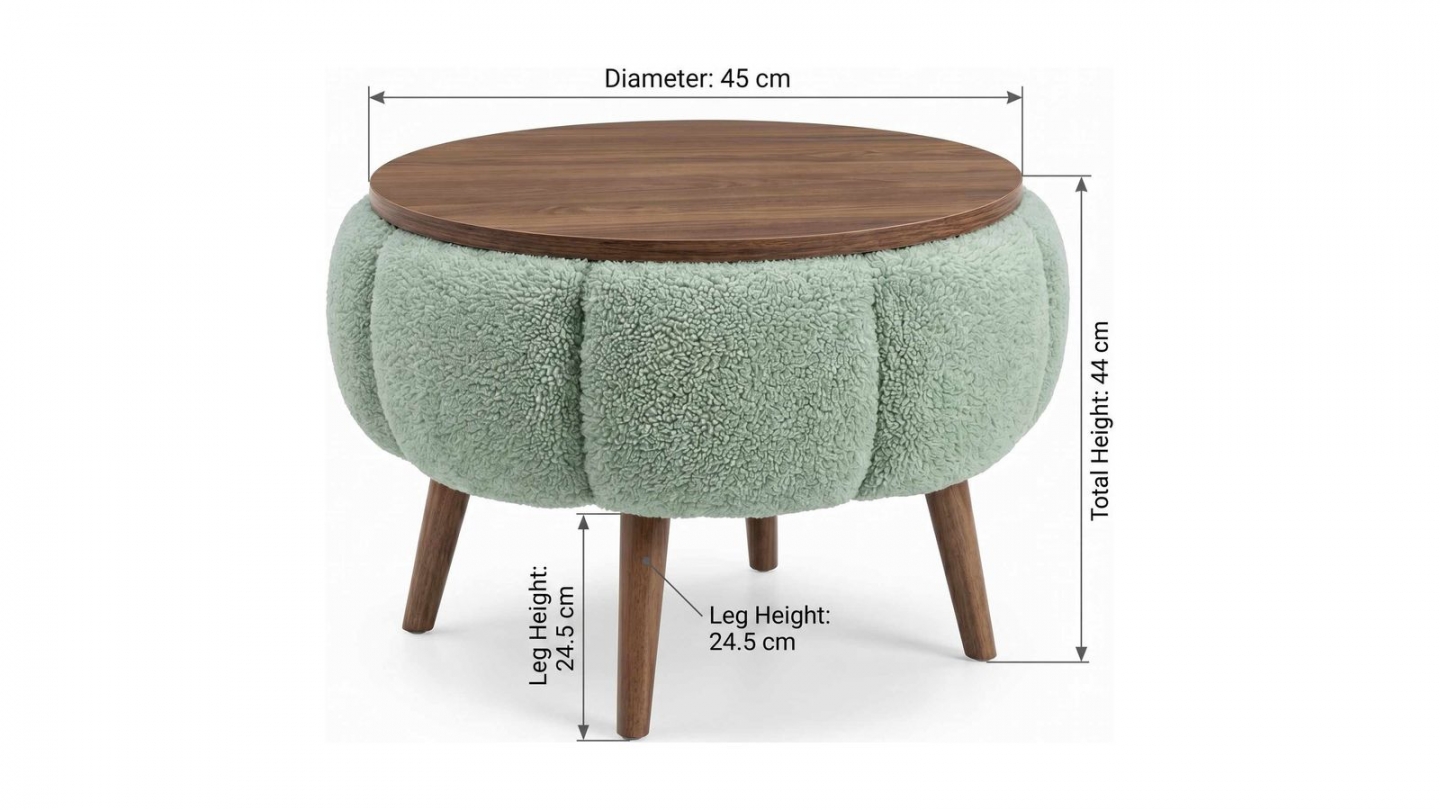 Table d'appoint ronde en tissu teddy vert 45 cm - Ronia Table d'appoint ronde en tissu teddy vert 45 cm - Ronia